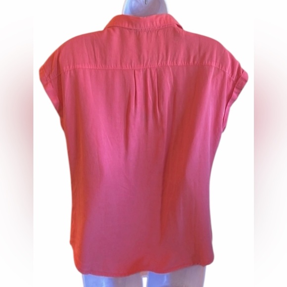 Love Tree Button Down Top Size Small Coral Relaxed Fit Short Cap Sleeves - Picture 7 of 15